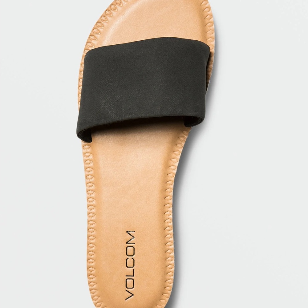 Volcom Women's Black and Tan Slide Sandals